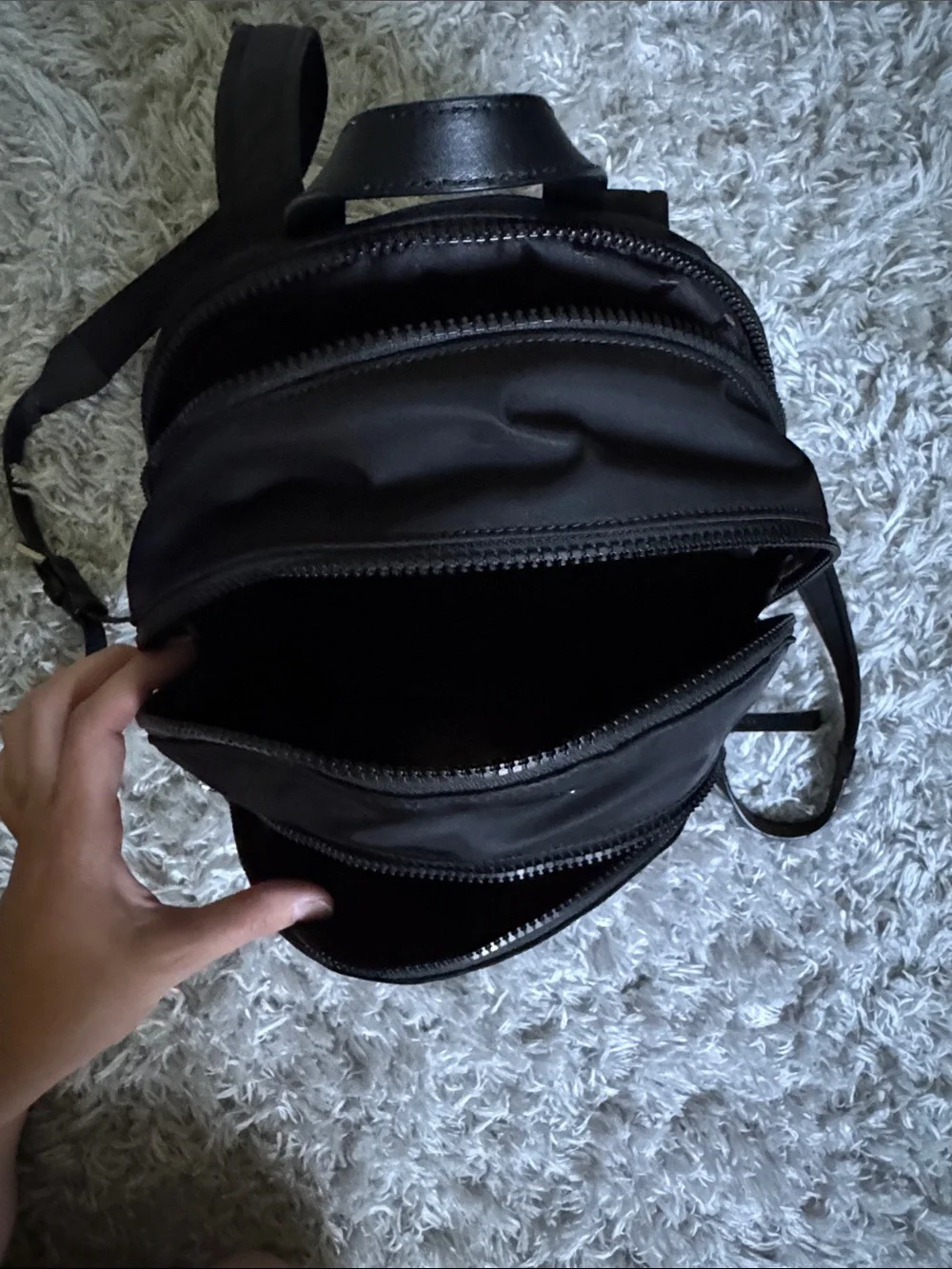 NWOT kate spade black nylon mini backpack with gold logo